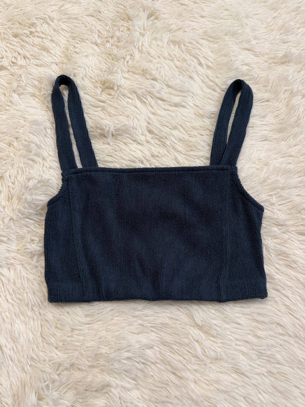 Zara Blue Ribbed Crop Top